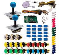 Kit Joysticks et boutons Arcade 2 Joueurs Lumineux Boutons Dorés Joysticks PCB Tiges Noires Boules Carte XinMoTek Jeux Vidéo Retro Gaming