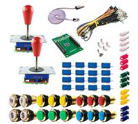 Kit Joysticks et boutons Arcade 2 Joueurs Lumineux Boutons Dorés Joysticks Zippyy Tige Longue Poire Carte XinMoTek Jeux Vidéo Retro Gaming