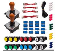 Kit Joysticks et boutons Arcade 2 Joueurs Lumineux Boutons Noirs 2 Joysticks Coréens Câble Gpio Jeux Vidéo Retro Gaming