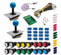 Kit Joysticks et boutons Arcade 2 Joueurs Lumineux Boutons Noirs 2 Joysticks PCB Tige Noire Carte XinMoTek Jeux Vidéo Retro Gaming