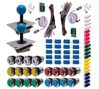 Kit Joysticks et boutons Arcade 2 x 1 Joueur Lumineux Boutons Chromés Joysticks PCB Tiges Noires Boule Carte XinMoTek Jeux Vidéo Retro Gaming