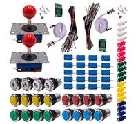 Kit Joysticks et boutons Arcade 2 x 1 Joueur Lumineux Boutons Chromés Joysticks Zippyy Tiges Courtes Boules Carte XinMoTek Jeux Vidéo Retro Gaming
