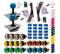 Kit Joysticks et boutons Arcade 2 x 1 Joueur Lumineux Boutons Dorés Joysticks PCB Tiges Noires Boule Carte XinMoTek Jeux Vidéo Retro Gaming