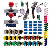 Kit Joysticks et boutons Arcade 2 x 1 Joueur Lumineux Boutons Dorés Joysticks Zippyy Tiges Courtes Boules Carte XinMoTek Jeux Vidéo Retro Gaming