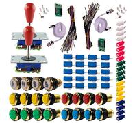 Kit Joysticks et boutons Arcade 2 x 1 Joueur Lumineux Boutons Dorés Joysticks Zippyy Tiges Longues Poires Carte XinMoTek Jeux Vidéo Retro Gaming