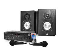Kit KARAOKE - Ampli 2x75W + 2 Enceintes HiFi 5"" + 2 Micros + Tél - MY DEEJAY MY KARAOKE