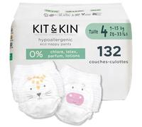 Kit & Kin Couches Culottes Écologiques Taille 4 (9-16 kg), 132 Pièces, Couche Pants Hypoallergéniques à Base de Plantes, Protection Anti-Fuites Supérieure Jusqu'à 12h, Vegan & Sans Cruauté