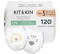 Kit & Kin Couches Culottes Écologiques Taille 5 (12-17 kg), 120 Pièces, Couche Pants Hypoallergéniques à Base de Plantes, Protection Anti-Fuites Supérieure Jusqu'à 12h, Vegan & Sans Cruauté