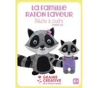 Graine créative – Kit DIY feutre – Maman et bébé raton laveur – Peluche à coudre – Gris