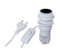 TIBELEC Kit adaptateur bouteille E14 blanc, câble 1,5 m, douille demi-filetée, interrupteur à main