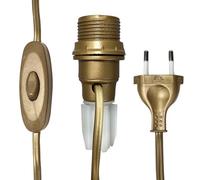 Kit lampe bouteille doré E14, câble 1.5m, douille demi-filetée + bague, interrupteur à main, fiche 2 pôles - Tibelec