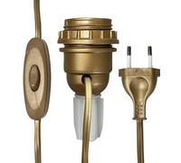 Tibelec Adaptateur Bouteille E27 859530 avec interrupteur et fiche or, blanc/doré