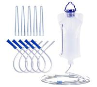 Kit Lavement Intestinal et la Défécation, Lavement Colon et Intestins, Poche D'irrigation Réutilisable de 1,2 Litre + 5 Embouts de 10 cm + 5 Embouts 25 cm