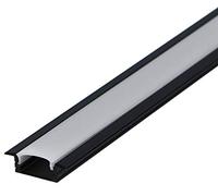 Kit : LED Profil, 100 cm profil LED pour bande LED, aluminium LED Profil + cache, Laiteux, Noir
