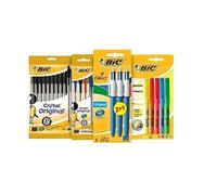 BIC Kit Les Essentiels – 3 stylos 4 couleurs, 5 surligneurs, 14 stylos‑bille Cristal – Lot de 22