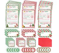 Kit lettre au Père Noël, lettres du Père Noël, kit d'écriture de Noël comprenant une liste de souhaits de Noël, des enveloppes rouges, des autocollants, des sceaux, des étiquettes d'adresse