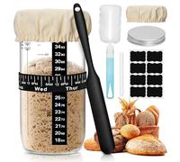 Kit Levain LuoJinyi 730 ML Couvercle en Aluminium, Toile de Fermentation, Bande de Température et Bande d’Alimentation Datée