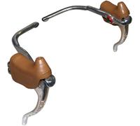 kit levier de frein double commande et repose main paire cocotte marron vintage vélo course 22.2mm aluminium