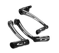 Kit Levier De Sélecteur Talon-Pointe Noir/Chrome avec Repose-Pieds Et Pédale Frein pour H&Arley Touring Street Road Glide 2008-2019(Black 19mm)