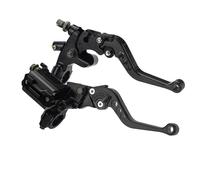 Kit Levier d'embrayage Levier Frein Moto 7/8" Universels,Frein Embrayage Maître-Cylindre Réservoir Leviers,Ensemble Poignée Leviers d'embrayage Pompe Supérieure Frein Réglable Hydrauliquement(Noir)