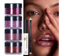 Kit Lèvres Pailleté - Maquillage Lèvres Paillettes Avec Apprêt Et Pinceau,Maquillage Brillant Pour Femmes Maman Copine Voyage Fête Mariage Réunion Familiale Événement Vacances Halloween