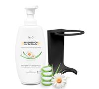 Kit : lingette humide en flacon 2 x 300 ml + 2 supports muraux noirs, mousse de nettoyage et d'entretien intime