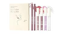 Kit Lip Color Party, ensemble complet de produits cosmétiques de beauté avec gloss et crayon à lèvres pour une tenue longue durée et résistante à l'eau, comprend des finis mats