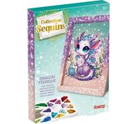 Lansay - COLLECTION SEQUINS - Dragon Féérique - Tableau À Décorer Avec Sequins - Activité Créative Enfant 6 Ans - Illustration Avec Cadre Et Épingles