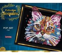 Kit loisir créatif - LANSAY - Collection Sequins - Pop art chat - Des 14 ans