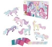 Kit loisirs créatifs - SYCOMORE - 5 tableaux mosaïques licornes - Rose - Enfant - Fille - 5 ans et plus