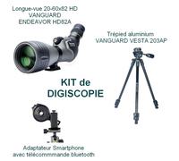 Kit longue-vue 20-60x82hd vanguard hd82a avec trépied et adaptateur smartphone