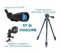 Kit longue-vue 25-75x100 avec trépied et adaptateur smartphone pour photo
