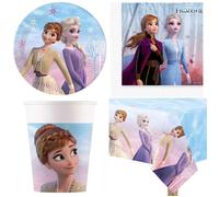 KIT / LOT DISNEY LA REINE DES NEIGES II DECORATION DE TABLE FETES ANNIVERSAIRE - Nappe + Serviettes + Assiettes + Gobelets