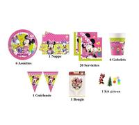 KIT / LOT DISNEY MINNIE DECORATION FETES ANNIVERSAIRE NAPPE ASSIETTES GUIRLANDE BOUGIE ++