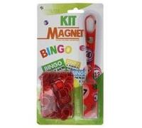 Kit Loto 2 en 1 - Baton magnetique Bingo + 100 pions, Rouge - ramasse jetons Symboles - Set Jeu Accessoires Joueur et Carte