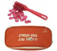 Kit loto 3 en 1 magnetique - trousse + baton ramasse + 100 pions rouge - rangement et jeu - set bingo quine et carte