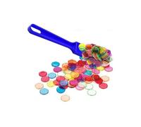 Kit loto Baton ramasse jetons magnetique bleu et 100 pions transparents aimantes - Accessoires Bingo 2 en 1 - Set jeu et carte