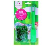 Kit loto baton ramasse jetons magnetique vert + 100 pions transparents aimantes - accessoires bingo 2 en 1 - set jeu et carte