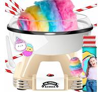 Kit machine à barbe à papa KESSER® pour la maison - Avec 30 bâtonnets à barbe à papa et cuillère doseuse - Machine à barbe à papa rétro - Machine à barbe à papa avec accessoires - Hauteur 22 cm - 500W