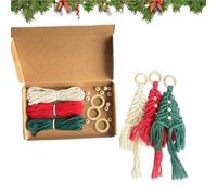 Kit macramé de Noël, kit macramé pour sapin de Noël,Ornement d'arbre macramé fait à la main | Artisanat de Noël pour adultes, pendentif d'arbre de Noël, kit de fournitures pour macramé pour la