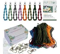 Kit Macramé pour Débutants - Fil 3 mm, Porte-clés, Accessoires - Instructions (Français Non Garanti) - Pour Bracelet, Pendentif