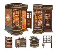 Kit Magic Book Nook avec baguette à distance, puzzle en bois 3D, maison de poupée miniature, serre-livres, décoration créative pour adultes, adolescents