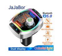 Kit mains libres Bluetooth 5.0 pour voiture avec transmetteur FM sans fil, lecteur MP3 et chargeur de