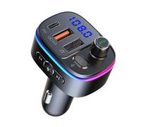 Kit mains libres Bluetooth pour voiture avec chargeur allume-cigare USB-C, lecteur stéréo et charge rapide 3.0 pour une utilisation en toute