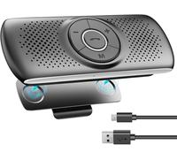 Kit Mains Libres pour Voiture Bluetooth 5.0 Haut-Parleur Micro Intégré avec Clip Support du GPS, Musique Slot Carte TF Reconnexion Automatique, Enceinte Voiture Brise-Soleil IOS Siri&Assistant Google