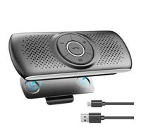 Kit Mains Libres pour Voiture Bluetooth 5.3 Haut-Parleur Micro Intégré avec Clip Support du GPS, Musique Slot Carte TF Reconnexion Automatique, Enceinte Voiture Brise-Soleil iOS Siri&Assistant Google