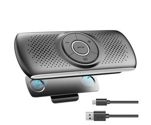 Kit Mains Libres pour Voiture Bluetooth 5.3 Haut-Parleur Micro Intégré avec Clip Support du GPS, Musique Slot Carte TF Reconnexion Automatique, Enceinte Voiture Brise-Soleil iOS Siri&Assistant Google
