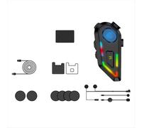 Kit mains libres sans fil Bluetooth 5.4 pour casque moto, avec écouteurs étanches, lecteur de musique et haut-parleur intégré.