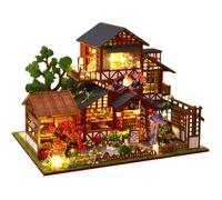 Kit maison de poupée miniature à faire soi-même avec lumière LED pour meubles, maison de poupée en bois, échelle 1:24, maison de poupée de style japonais, cadeau d'anniversaire pour adultes et amis