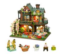 Kit maison de poupée miniature à faire soi-même - Maison de poupée en bois fabriquée à la main avec lumières LED - Cadeau unique pour adolescents - Jardin féerique
